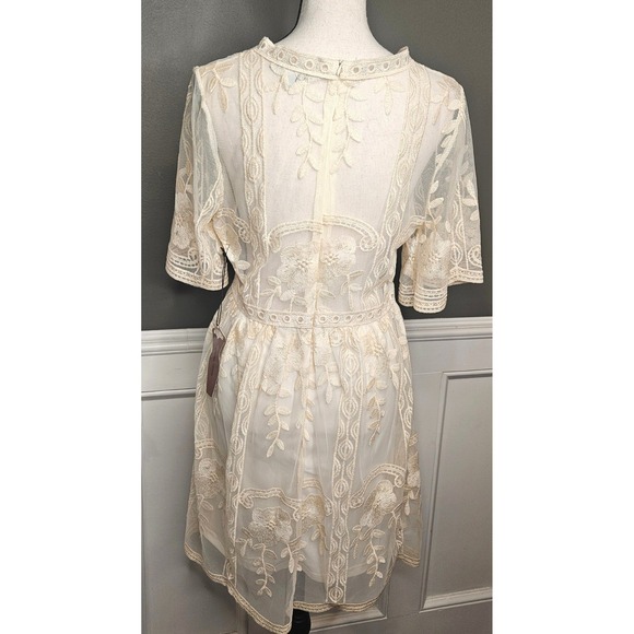 Haute Monde Ivory Lace Boho Cottagecore Prairie Dress NWT Engagement Small - Picture 4 of 9